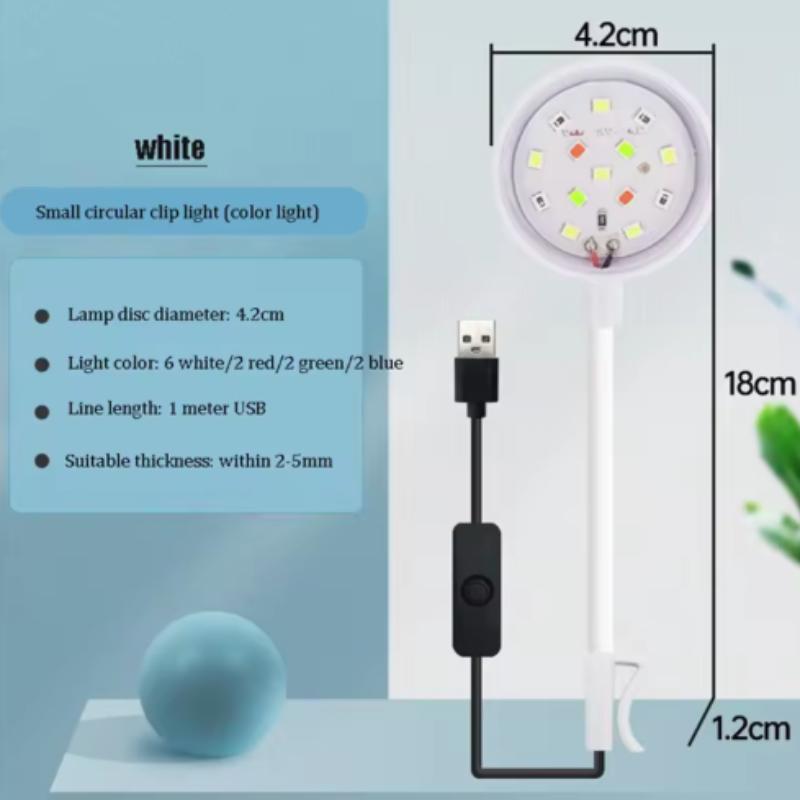 Аквариумный светильник с адаптером, светодиодный светильник для аквариума с зажимом, небольшой полноспектральный USB-светильник с вращением на 360°