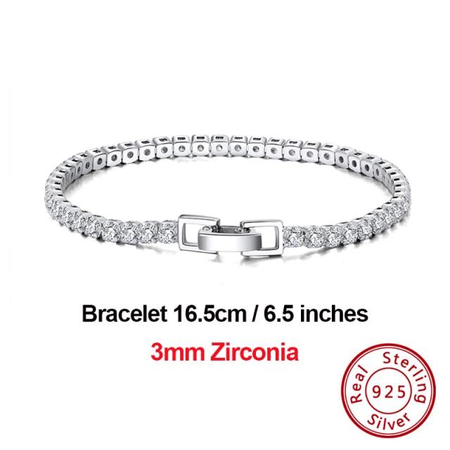 4mm Round Cut Tennis Bracelet In 925 Sterling Silver White Gold Woman Men Bracelets Bangle Jewelry Hand Chain Sb94