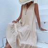 Women's Fashion Summer Spring Solid Color Print Sleeveless V-Neck Casual Dresses