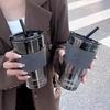Эстетичный стакан с соломинкой из натриево-кальциевого стекла