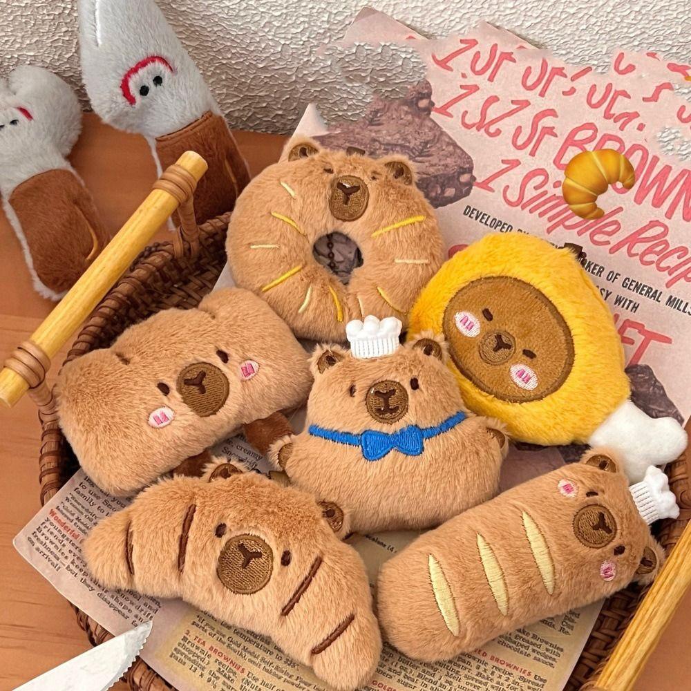 Croissant Capybara Pendant Decoration Plush Bread Key Chain Cute Bag Pendant Unisex
