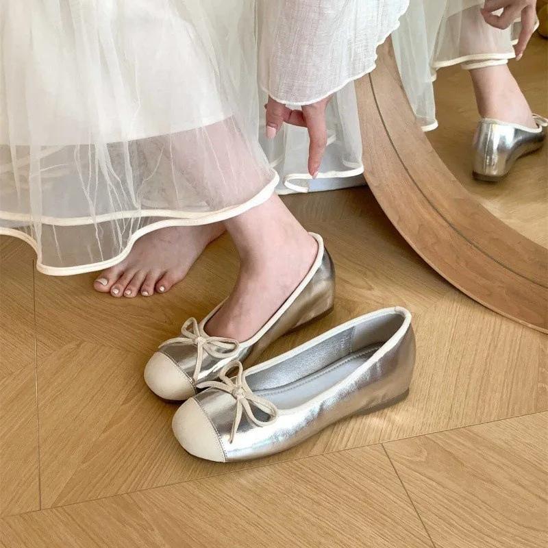 Модные туфли на плоской подошве с квадратным носком, женские, весна-лето, новые мокасины, балетки с мягкой подошвой, неглубокий носок, бант внутри, высокие лоферы