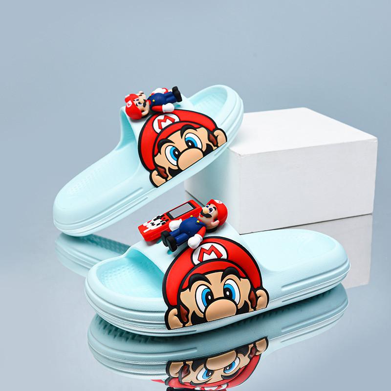 Удобные мультяшные тапочки для мальчиков с Марио, легкие, с мягкой подошвой, нескользящая конструкция, идеально подходят для летней носки