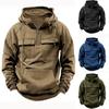 Men's Hooded Solid Color Small Terry Sweatshirt American Retro Multi-pocket Leather Loose Sports Large Size Top