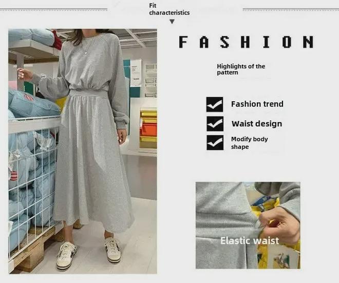 Korean Style Autumn/Winter Long Sleeve Waisted Sweater Dress for Women - Trendy Round Neck Design