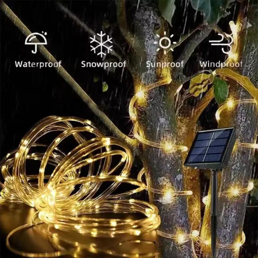 7M/12M Outdoor Solar Tube Rope LED String Light Garden Waterproof Fairy Lights For Christmas Decoration Wedding Party Led Lamp