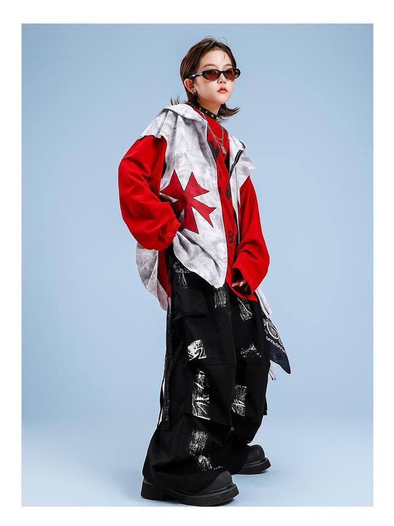 Детский костюм для хип-хопа и джаза - Модная уличная одежда для мальчиков и девочек, Летний наряд для выступлений