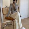 Solid color studio high waist drape knitted pants loose and thin straight casual wide-leg pants women's grandma pants