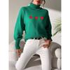 Women's Autumn and Winter Pure Color Simple Love Painted Turtleneck Sweater