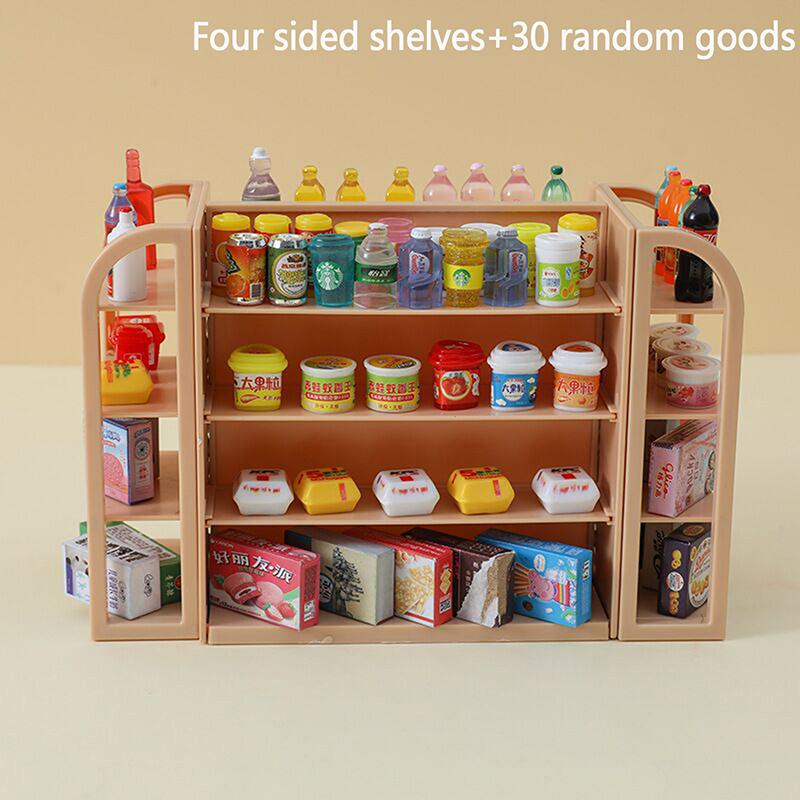 1 Set Doll House Scene Decor Accessories 1:12 Dollhouse Miniature Supermarket Shelf Mini Display Stand Storage Rack Model Toy