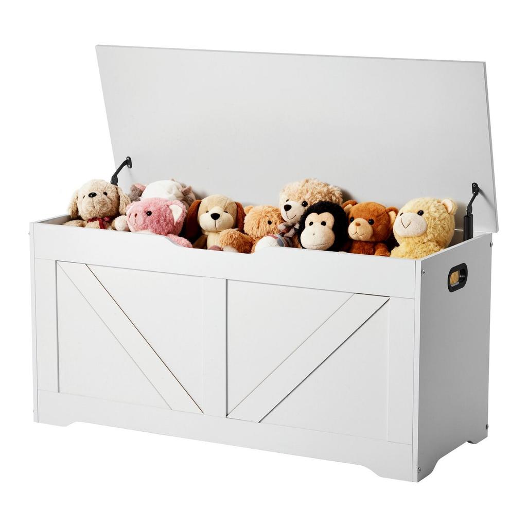 Kids Storage Bench, Wooden Toy Box Chest, Large Storage Cabinet with Safety Hinge, Toddlers Storage Bench for Playroom, Living Room or Entryway, Easy