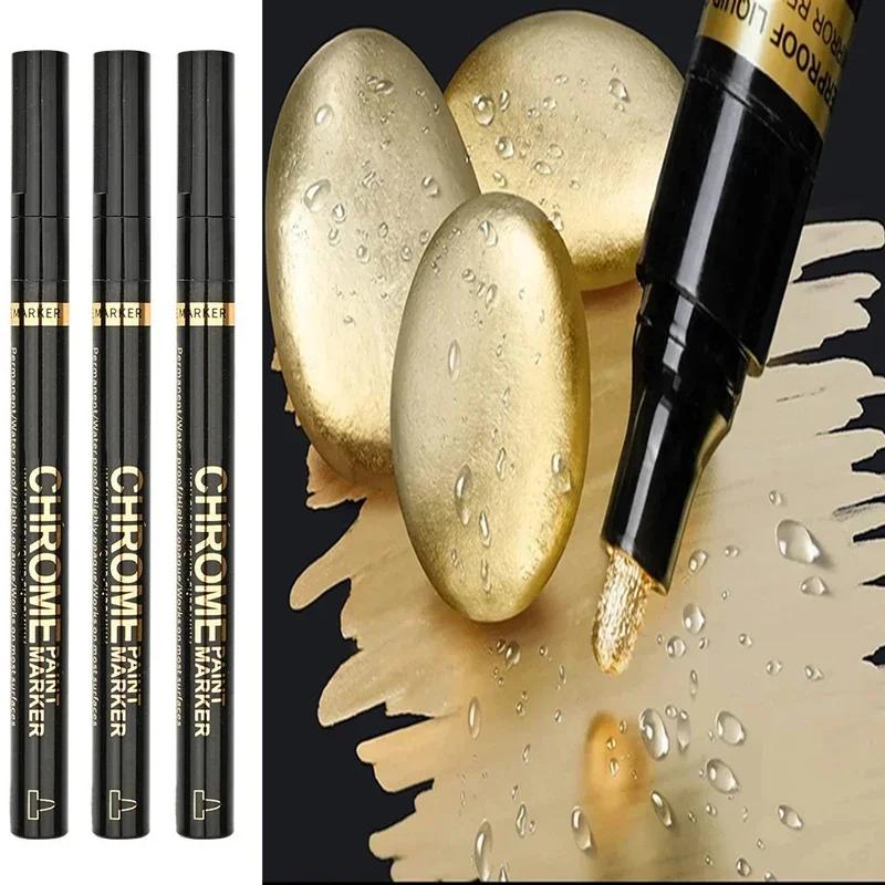 5/1 шт., хромированная ручка-маркер, зеркало, водонепроницаемая краска для ремонта камня, керамики, стекла, металла, золота/серебра, наконечник 2 мм