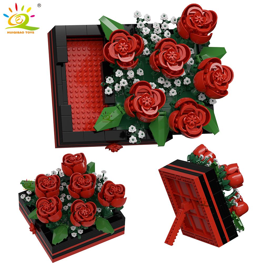 HUIQIBAO MOC Подставка для цветов Микро Строительный блок Суккулент Мини 3D Алмазная модель Кирпичный конструктор для детей Украшение стола