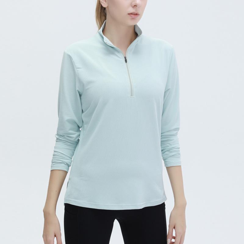 Женская быстросохнущая спортивная одежда с длинным рукавом и молнией до половины - Коллекция Осень/Зима