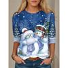 Christmas Women's T Shirt Graphic Christmas Tree Snowflake Vintage Fashion Stylish Long Sleeve
