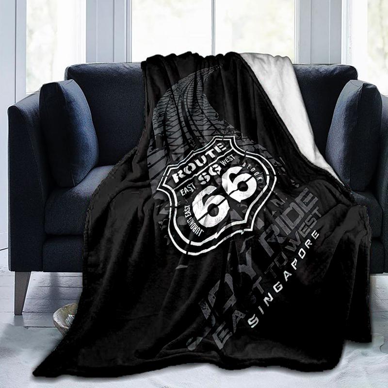 1PC Highway 66 pattern blanket, all season lightweight home office outdoor nap multifunctional blanket
