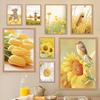 Flower Field Sunflower Tulip Windmill Bird Poster Nordic Landscape Wall Art Picture Canvas Print Living Room Home Decor Painting