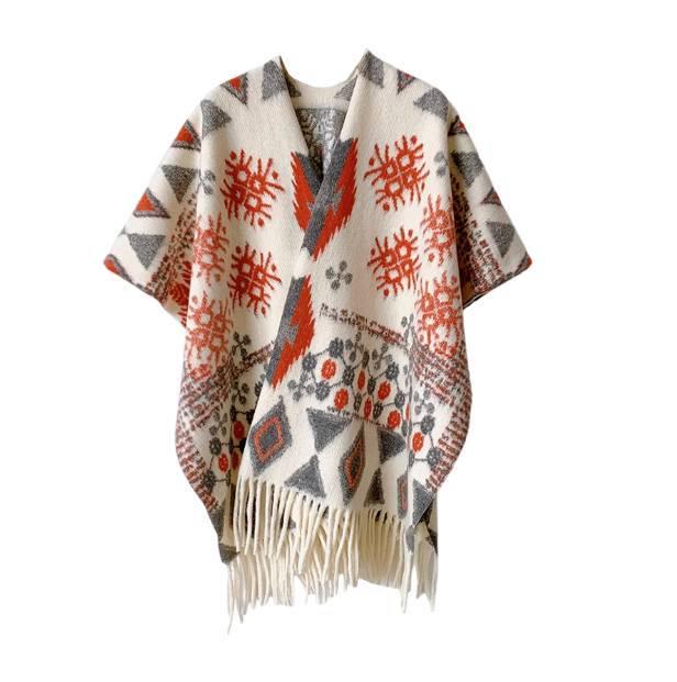Юньнаньская ретро шаль с кисточками - Женский осенне-зимний плащ-шарф для путешествий и отпуска