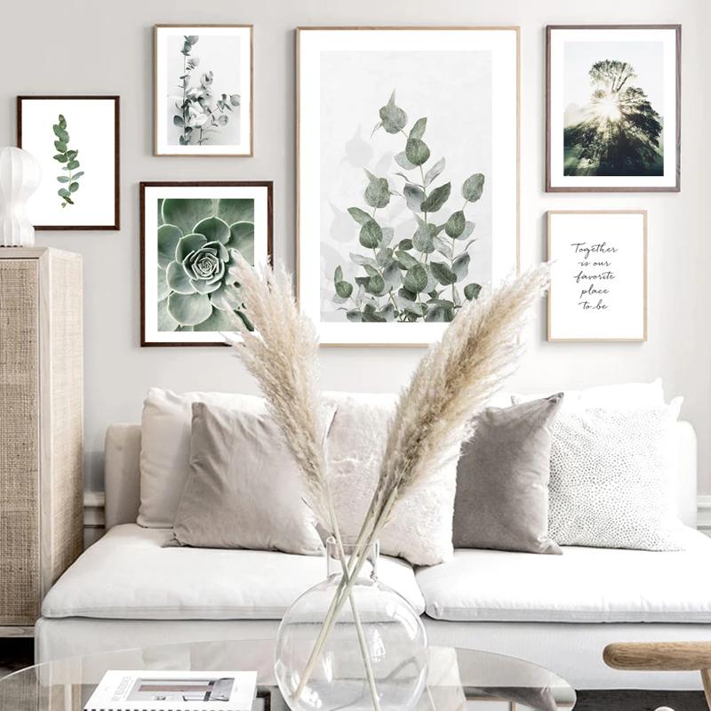 Зеленое растение Агава Кактус Абстрактная геометрия Линия Настенная живопись Печать на холсте Картина в скандинавском стиле Настенный плакат для украшения гостиной