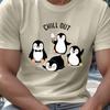 Мужская футболка с графическим принтом "Пингвины Chill Out" Летняя Повседневная С коротким рукавом С круглым вырезом Дышащая С принтом