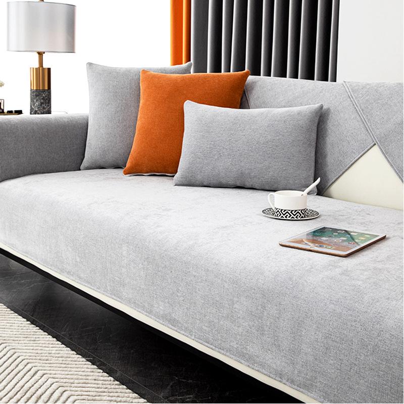 Chenille Embroidered Letter Sofa Cover Four Season Universal Non-slip Couch Cover L-shape Corner Sofa Cover Living Room Cushion
