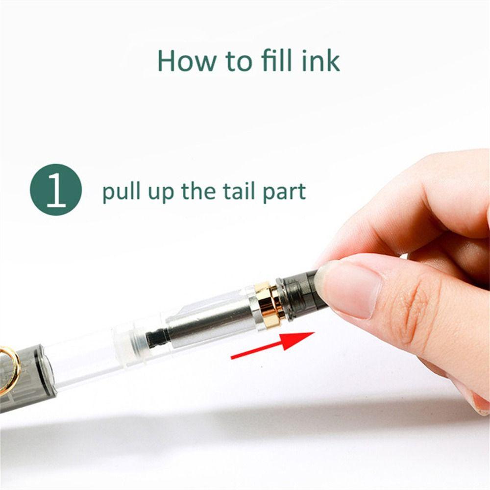 Business Transparent 0.38mm Large Capacity Writing Pen Piston Fountain Pen Fountain Pen Ink Pens