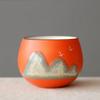 Chinese Style Mountain Ceramic Kung Fu Tea Cup, Creative Pottery Espresso Cups, Porcelain Coffee Cup, Afternoon Teacup, 1Pc