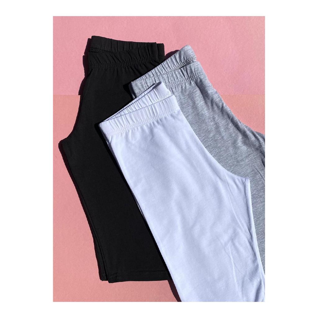 Хлопок, 3 предмета с нормальной талией — черный, белый и серый цвет — базовые короткие байкерские шорты/колготки