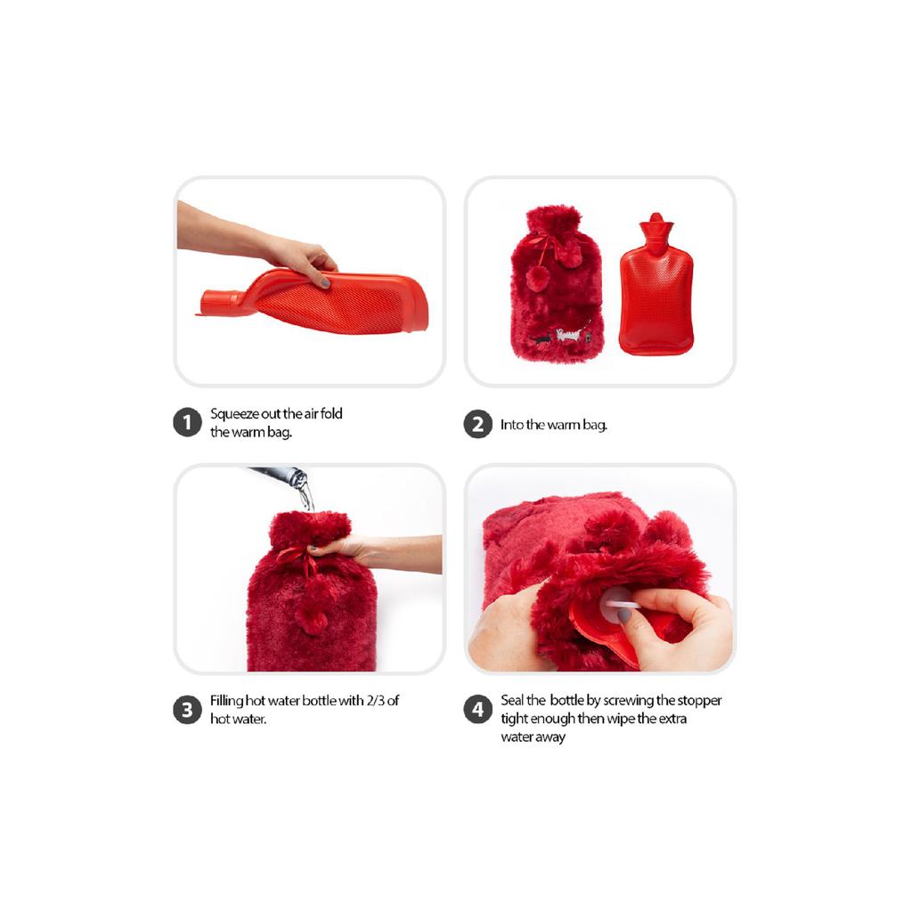 Cats In Istanbul Claret Red Plush Hot Water Bag