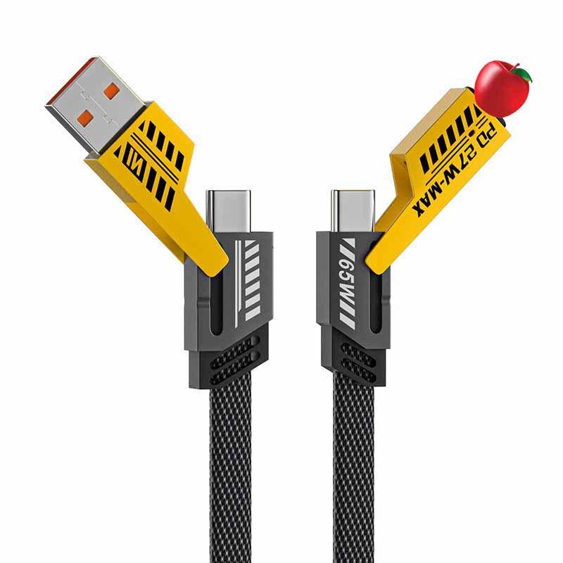 Haojin Mecha 4-в-1 Двойной Type-C Кабель для Быстрой Зарядки для Huawei и Apple, PD65W.