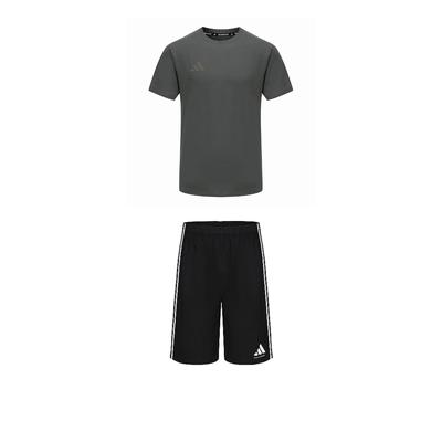 adidas Тхэквондо Удобный пуловер с круглым вырезом Простая футболка с коротким рукавом Модные шорты на шнуровке Повседневный спортивный костюм ADICLTS24CTK-GFC+S21ATMSH2T-BW