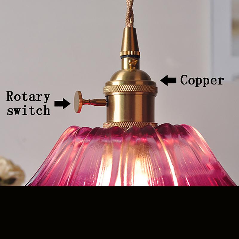 Подвесной светильник в виде цветка, стеклянный подвесной светильник с трехцветной лампочкой E27, современное декоративное освещение для спальни, столовой, фойе