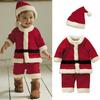 Christmas Baby Kids Boys Girls Santa Claus Jumpsuit with Hat Cosplay Costume Clothes for 1-3 Years