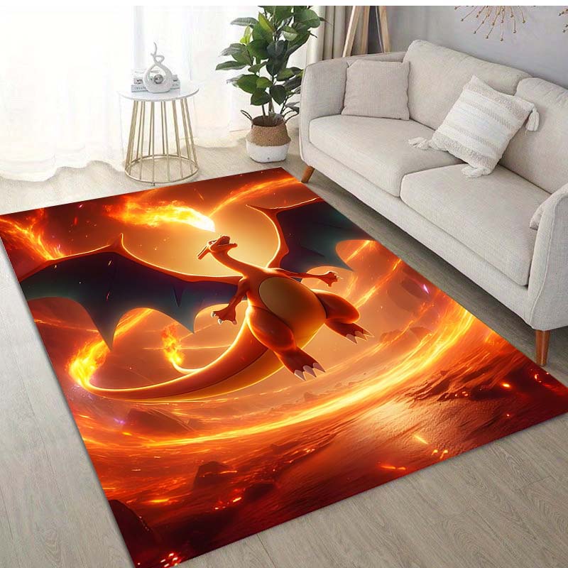 1PC Pokémon Charizard Dracaufeu Pikachu Printing Carpet for Living Room Bedroom Kid's Room Home Decor Area Rug Non-slip Mat