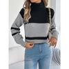 Women S Casual Striped Color Block High Neck Long Sleeve Sweater