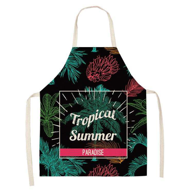 Tropical Plants Kitchen Aprons For Women Home Flower Baking Baking Cafe Cotton Linen Cleaning Aprons 38x47cm
