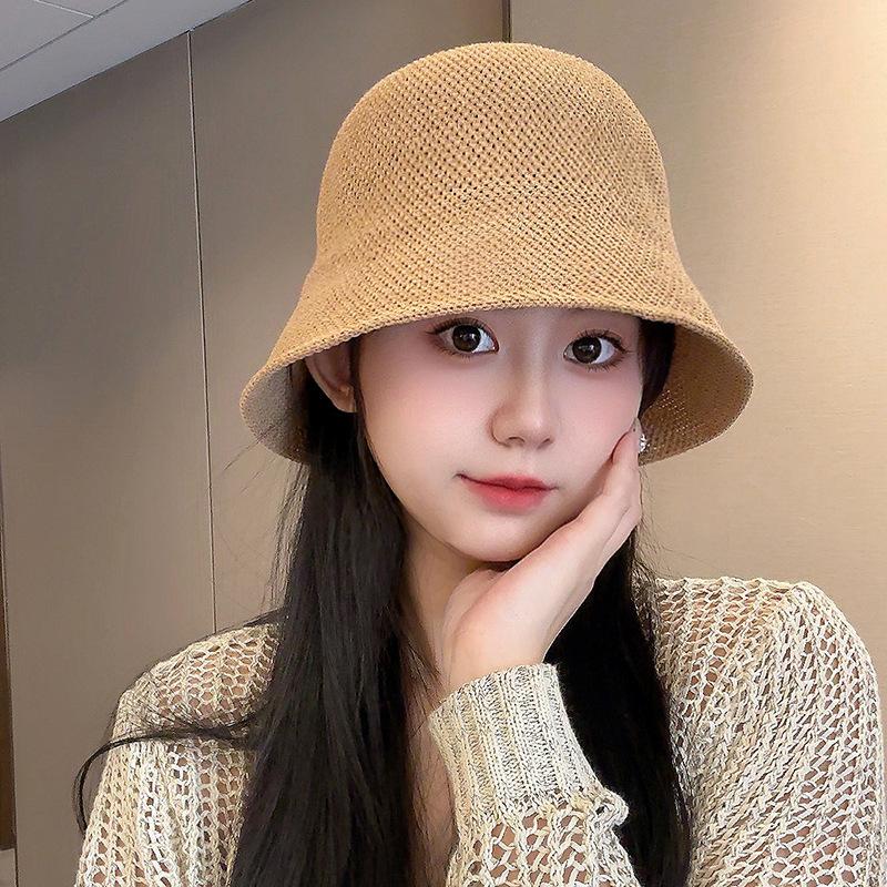 Женская соломенная шляпа, плетеная пляжная шляпа с тентом, летняя дышащая шляпа-ведро, пляжная шляпа с тентом