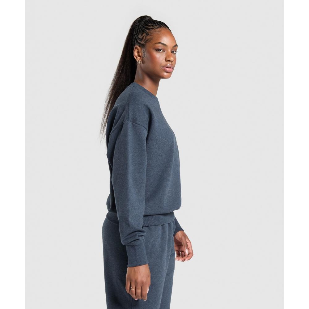 Gymshark Rest Day Sweats Oversized Crew Bros Indigo Blue Marl B8a7a Uc0d