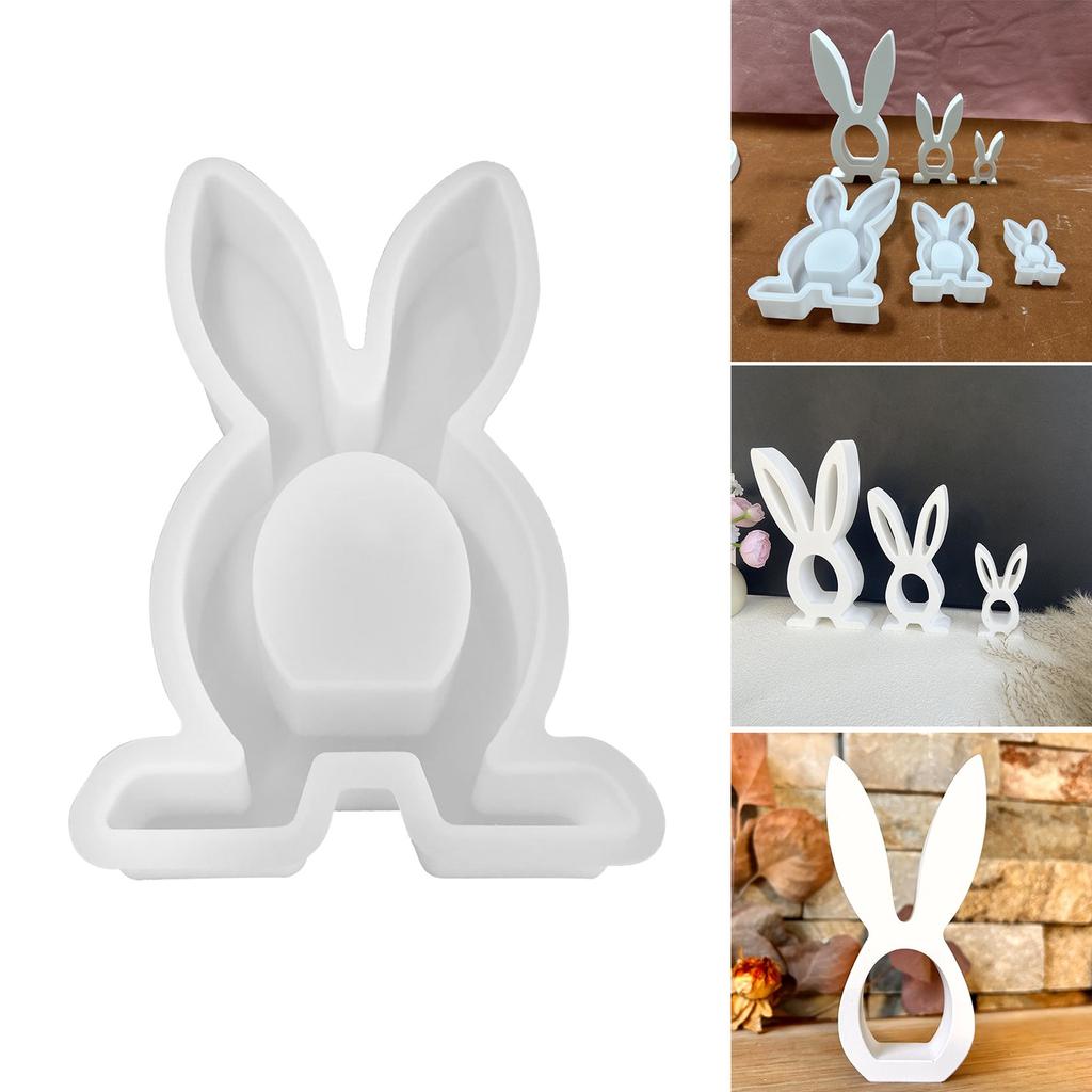 Easter Rabbit Candle Holder Mold for DIY Candle Tealight Holder Easter Party Decoration Holiday Present Gypsum Ornament