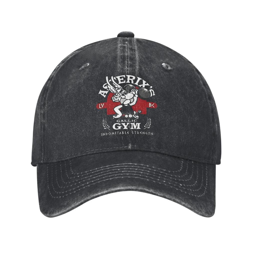 Asterixes Gallic GYM Unisex Women Baseball Cap Obelixes Indomitable Strength Distressed Denim Washed Hats Adjustable Fit Headwear