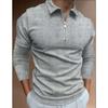 Summer Polo Shirt Zipper Striped Long Sleeved Men's Top T-shirts Men's