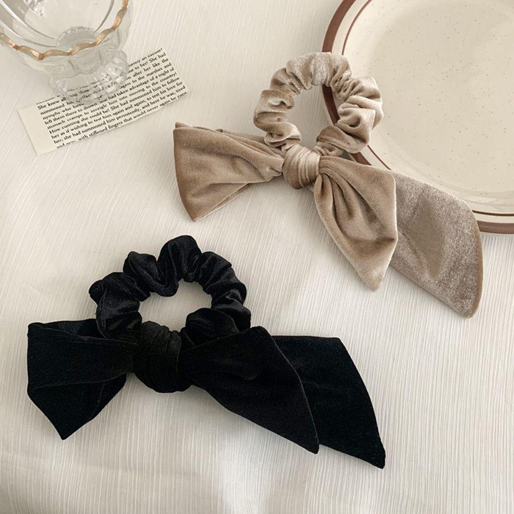 Милые бархатные резинки для волос с бантом во французском стиле, большие жгуты для волос, женские резинки для волос, аксессуары для волос
