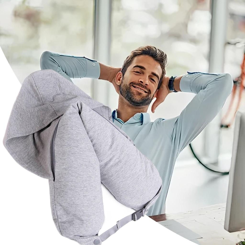 Hooded Travel Neck Pillow Stuffable Neck Pillow Airplane Rechargeable Travel Pillow Fillable Storage Bag For Sleeping