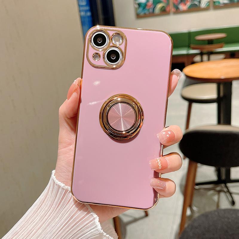 Роскошный Чехол-держатель для пальца с покрытием Для iPhone 17 Air 13 14 Pro Max 16 15 12 Мягкий Чехол для Телефона Для iPhone 11 Чехол