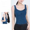 Spring and Summer Women's New Denim Stretch with Chest Pad Sports Wear Fitness Yoga Camisole