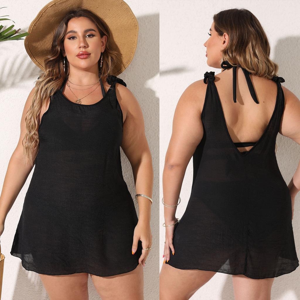 Женский пляжный сарафан-бикини больших размеров на завязках