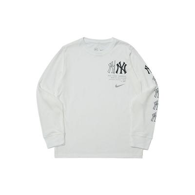 Nike Толстовка с капюшоном X MLB Collaboration с принтом логотипа New York Yankees, круглым вырезом, длинными рукавами, детская толстовка с капюшоном, белая 3Z3B7SBHK-NYY
