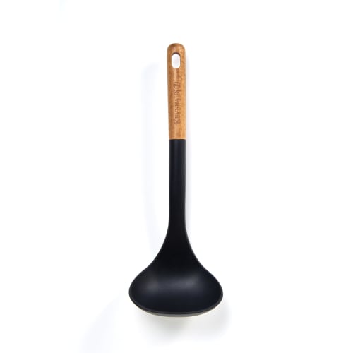 Силиконовый половник Kevnhaun с деревянной ручкой, черный, силикон, скандинавский стиль, форма для прилегания к кастрюлям, половник, подарок, кухонный инструмент, скандинавский стиль, KDS.4488