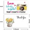 50pcs Love What's Inside Snap Thank You Card Shopping Purchase Greeting Cards for Small Business Owners Package Inserts
