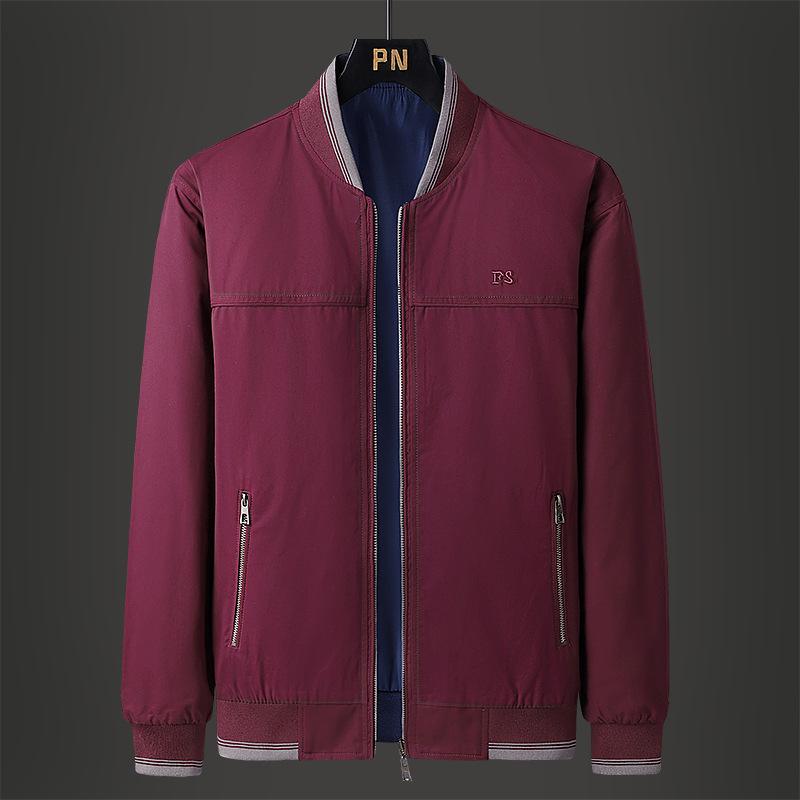 Мужская двусторонняя куртка на весну и осень для среднего и пожилого возраста, деловое хлопковое пальто, повседневная куртка-джокер